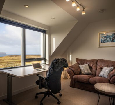 The expansive sea view from the study room of Long View, a Skye and Shore property on the Waternish peninsula
